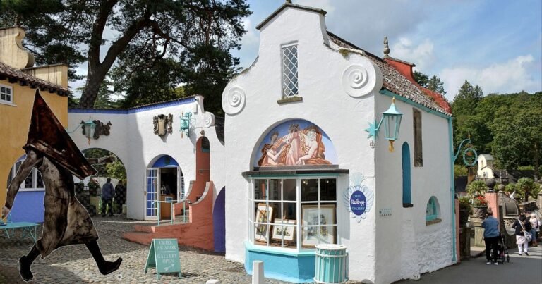 Foggy streets of a European village contrasted with bright sunshine, representing the globalization of psychological horror games