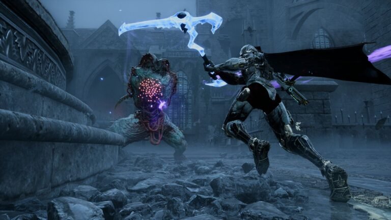 Frustrated gamer staring at a monitor showing a severely nerfed roguelike character build inventory screen