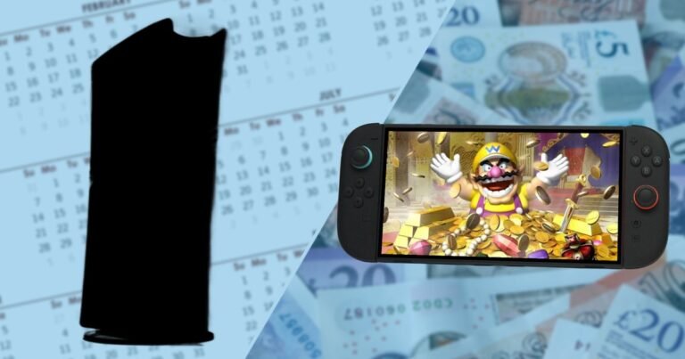 A close-up of high-performance DDR5 RAM modules glowing with RGB lighting next to a blurry PlayStation and Nintendo Switch console.