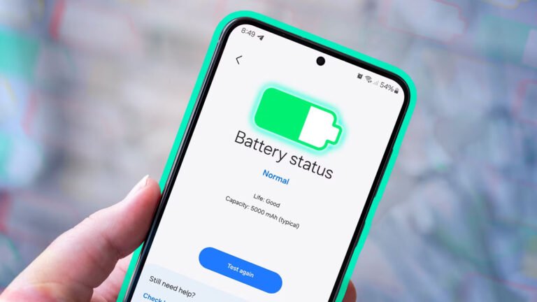 close-up of anxious person checking smartphone battery health percentage screen in a dimly lit bedroom