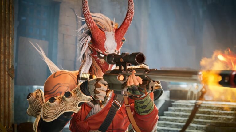 A frustrated game developer looking at a computer monitor displaying negative Steam reviews for Highguard on a PC.