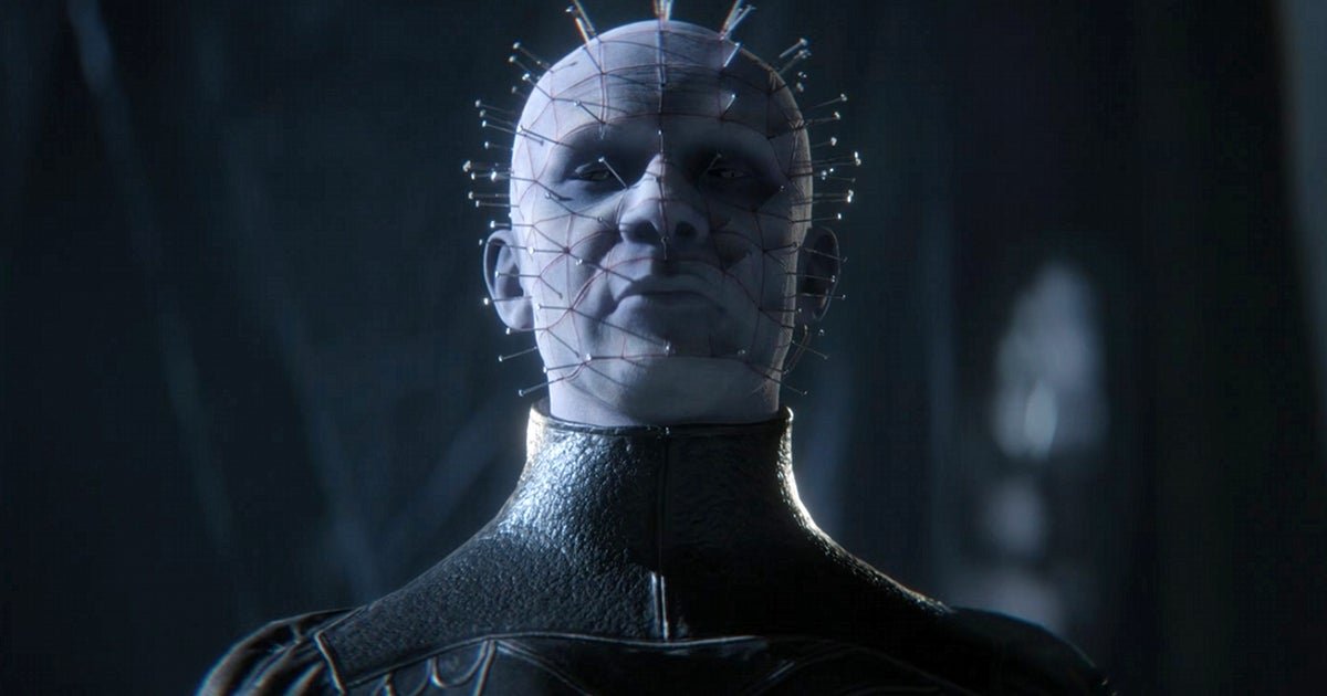 Cenobite leader Pinhead emerging from shadows in the latest Hellraiser Revival video game trailer for PS5 and Xbox.
