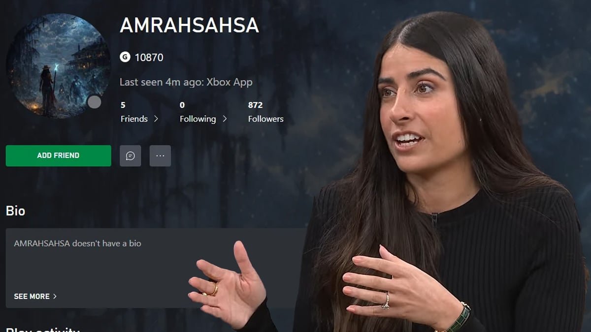 Xbox executive Asha Sharma speaking at a gaming conference about platform strategy and player community engagement