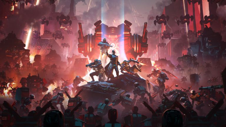 Helldivers 2 gameplay showing intense Termind swarm combat on PC with optimized 23 GB installation size.